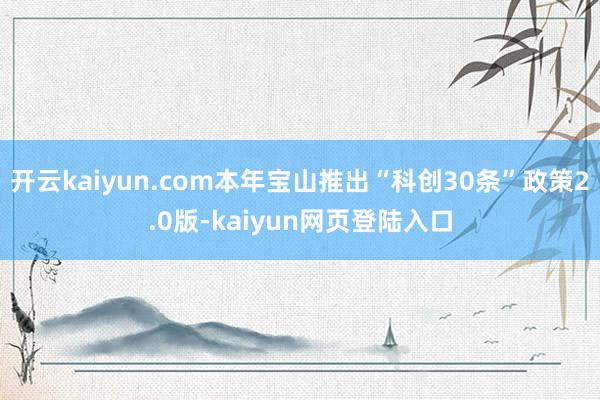 开云kaiyun.com本年宝山推出“科创30条”政策2.0版-kaiyun网页登陆入口