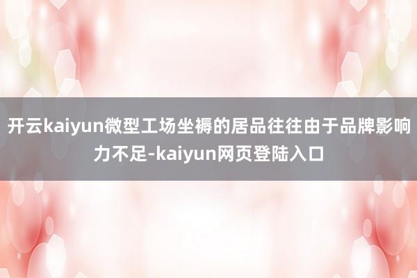 开云kaiyun微型工场坐褥的居品往往由于品牌影响力不足-kaiyun网页登陆入口