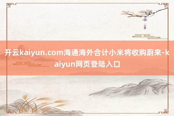 开云kaiyun.com海通海外合计小米将收购蔚来-kaiyun网页登陆入口