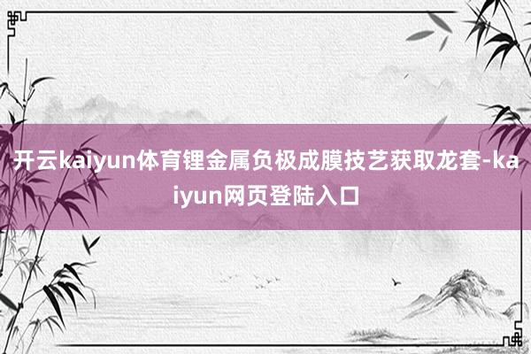 开云kaiyun体育锂金属负极成膜技艺获取龙套-kaiyun网页登陆入口